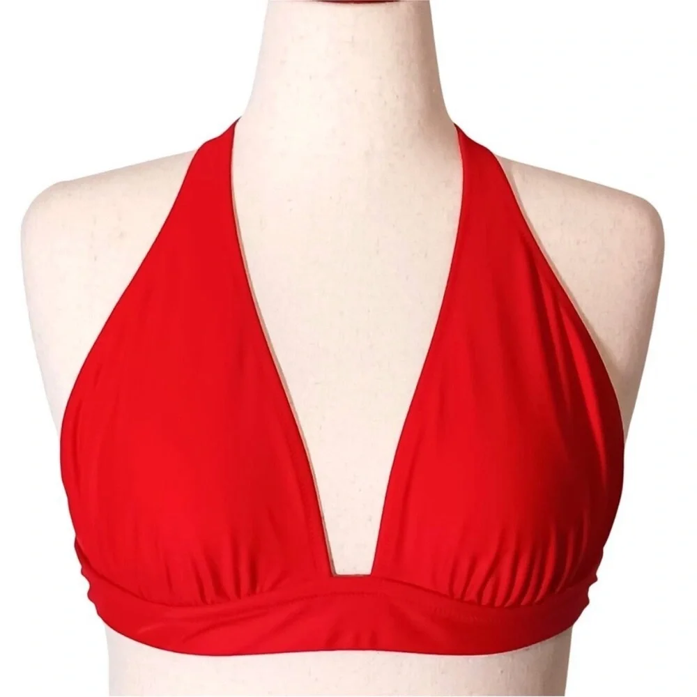 J. Crew Bold Red Halter Bikini Top NWT